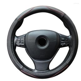 Steering Wheel Covers 38cm Car Cover Genuine Leather Elastic Skidproof Auto Steering- Embossing Over Car-styling