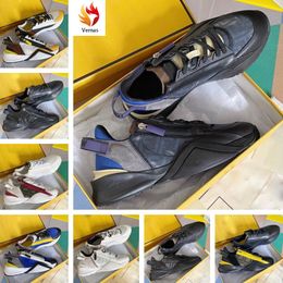 Luxury Design Men FLOW Sneakers Shoes Men Side-Zip Trainer Nylon & Suede Low-tops Chunky Rubber Tread Fabrics Outdoor Sports EU 38-46 Original Box