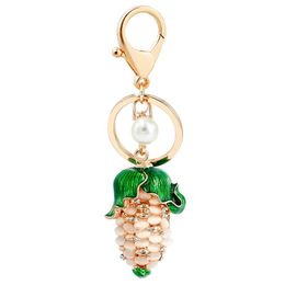 Keychains Crystal Key Chain Rhinestone Corn Car Ring Female Creative Cute Pearls Bag Pendant KeychainKeychains