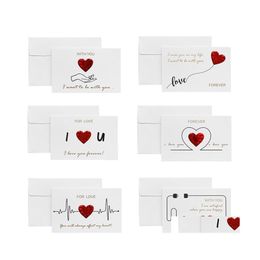 Greeting Cards Valentine Card Heart Printed Letters Bronzing With Envelope Wedding Anniversary Gift Diy Drop Delivery Home Garden Fe Dhtts