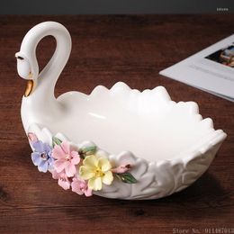 Plates Swan Fruit Plate Candy Home Dining Table Living Room Storage Decoration Ceramic Crafts Wedding Gift