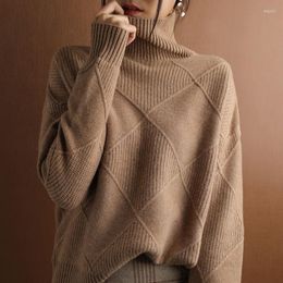 Women's Sweaters Cashmere Sweater Women Turtleneck Pure Colour Knitted Pullover Wool Loose Size M-5XL