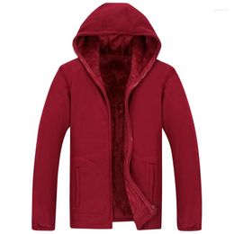 Men's Down Winter Parka Men Plus Velvet Warm Windproof Coats Male Windbreaker Black Casual Hooded Thick Fleece Jacket