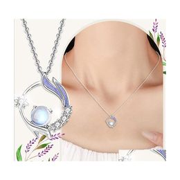 Charms Womens Pendant Necklaces Collarbone Chain Necklace Jewellery Gift Adjustable Chinese Style Moonstone Eig88Charms Drop Delivery Otb4K