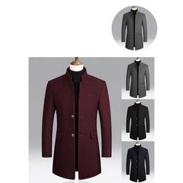 Men's Jackets Simple Men Trench Coat Stand Collar Male Windpfoor Slim Jacket Windbreaker Woollen