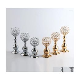 Candle Holders 1Pc Creative Retro Crystal Candlestick Metal Craft Holder Tea Light Centrepieces Home Decoration Drop Delivery Garden Dhzsu