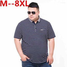 Men's Polos Plus Size 10XL 8XL 6XL 5XL 4XL 92% Cotton Camisa Men Polo Shirt 2023 Casual Striped Slim Short Sleeves Big Large Loose