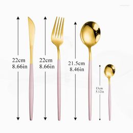 Dinnerware Sets Home Tableware Pink Golden Dinner Set Stainless Steel Cutlery Kitchen Spoon Knife Fork Eco Friendly Flatware