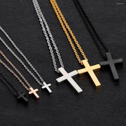 Pendant Necklaces JHSL Mini Small Cross Pendants Girl's Gift Women Christian Black Rose Gold Color Stainless Steel Chain Fashion Jewelry