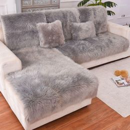 Chair Covers Long Plush Sofa Cushion Cover Non-slip Winter Thickened Soft Removable Bay Window Mat Furniture Protector