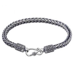 Link Bracelets Chain Braided Weaving Sterling Silver Bracelet For Men Bali 18/19/20 Cm Antique Thai 925 Jewellery Free Box