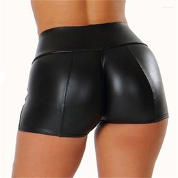 Women's Shorts 2023 Women High Waist Faux Leather Sexy Slim Black Short Pants Casual Elastic Push Up PU Bodycon