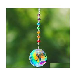 Garden Decorations Rainbow Glass Spacer Beads Fire Polished Ab Colour Sun Flower Crystal Prism Catcher Jewellery Pendant Yard Hanging D Dhrj8