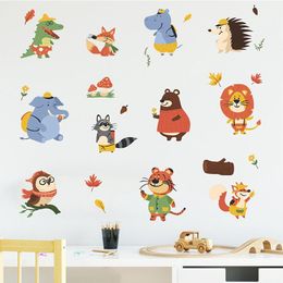 Wall Stickers Forest Animal Party Sticker For Kids Rooms Bedroom Decorations Wallpaper Mural Home Art Decals Cartoon Combination