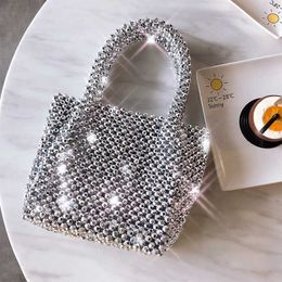 Вечерняя сумка Ins Acryle Pearls Bag Beads Box Baking Women Party Vintage Silver B