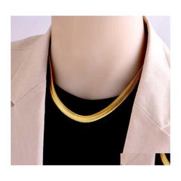 Pendant Necklaces Stainless Steel Fashion Fine Jewellery Rock Width 0.8Cm Charms Snake Bone Chain Choker Pendants For Women Menpendant Ots19