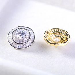 Brooches OKILY Fashion Badge Small Brooch For Men's Corsage Suit Collar Pin V-neck Accessories Female Round Zircon Shirt Button