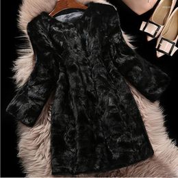 Women's Fur Faux Coat Autumn And Winter Milk Female Mid-length Leisure Elegant 6XL 7XL 8XL 9XL Ladies Overcoat XF898