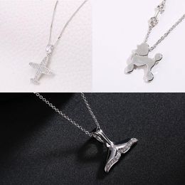 Pendant Necklaces Romantic Animal Necklace For Girls 2023 Women Rhinestone Initial Alphabet Silver Colour Trendy Charms