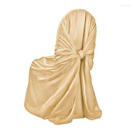 Chair Covers Satin Fabric Wedding El Banquet Cover Solid Colour All-inclusive Seat