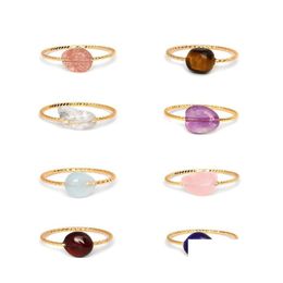 Solitaire Ring Natural Stone Irregar Crystal Female Simple Generous Girlfriends Accompanying Gemstone Rin Yummyshop Drop Delivery Jew Dh78K