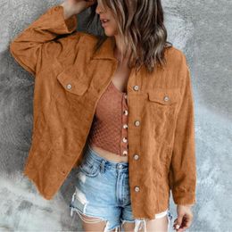 Women's Jackets Autumn Oversize Women Corduroy Jacket Buttoned Cardigan Long Sleeve Loose Overshirt Outwear With Pockets Coat 2023 Female