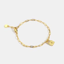 Link Bracelets Chain Single Metal Small Lock Mini Star Charms Gold Drop Padlock Bracelet Personality Chains Bangle Femme