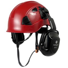 Fall Protection Safety Helmet With Earmuffs Ansi Construction Air Vents Adjustable Head Band Industrial Work For Men