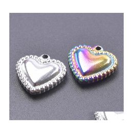 Charms 1/2Pcs Gothic Love Heart Stainless Steel Fashion Sier Rainbow Colour Dots Pendant For Diy Making Jewellery Accessoriescharms Dro Otcjy
