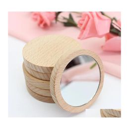 Other Home Garden Pure Wooden Round Portable Makeup Mirror Type Family Cam Travel Gadgets Inventory Wholesale Drop Delivery Dhlps