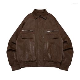 Men's Jackets Hip Hop Vintage Leather Streetwear Harakuju Motorcycle Casual Outwear Coats For Male Loose Fit