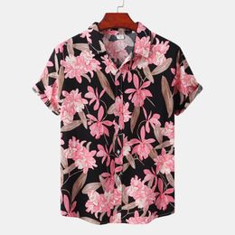 Men's Casual Shirts Mens Aloha Hawaiian Floral 2023 Summer Loose Short Sleeve Male Holiday Vacation Tropical Beach Wear ChemiseMen's