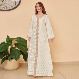 Ethnic Clothing Crinkled Dubai Abaya 2023 Jalabiya Muslim Women Dress Gold Stamping Moroccan Caftan Evening Islam Arab Robes Party Ramadan