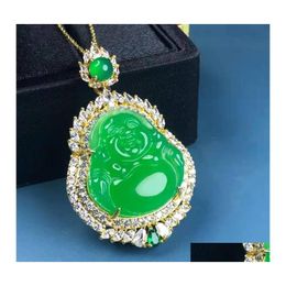 Pendant Necklaces Chalcedony Buddha Factory Wholesales925Sier Inlaid Clavicle Chain Live Deliverypendant Drop Delivery Jewelry Pendan Otoie