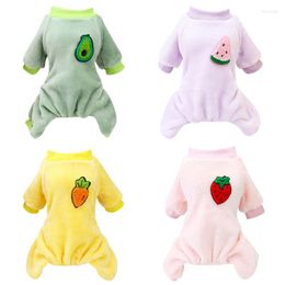 Dog Apparel Fleece Clothes Cute Fruit Printed Dogs Pajamas Warm Pet Jumpsuit Clothing For Small Medium Chihuahua Yorkies Overall