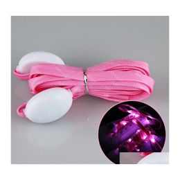 Party Favor Led Flash Shoelaces Light Up Glow Night Luminous Shoe Laces Hiphop Dancing Cycling Hiking Skating 3 Modes 7 Colors Flash Dhbbk