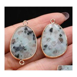 Charms Natural Semiprecious Stone Pendant Connector Flash Labradorite Diy Jewellery Making Necklace Bracelet Giftcharms Drop Delivery Ottyi