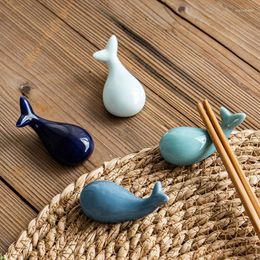 Plates Japanese Cute Little Whale Chopstick Holder Creative Ceramic Mop El Table