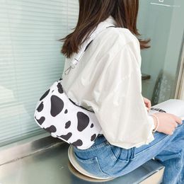 Evening Bags Simple Female Daily Bag Nylon Cow Print Underarm Ladies Vintage Chian Zipper Small Purse Handbags