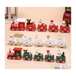 Christmas Decorations Wooden Train Merry Santa Claus Ornament For Home Xmas Table Decor Noel Navidad Year Gifts Drop Delivery Garden Dhhfr