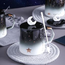 Mugs Creative Star Mug Individual Trend Ceramic Water Cup Nordic Milk Coffee Tea With Lid Spoon