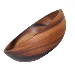 Bowls Wooden Fruit Bowl Storage Dish Stew Salad Serving Wood Round Dinnerware Kitchen Tableware