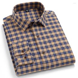 Men's Casual Shirts Plaid Men Cotton Sanding Fabric Clothing Warm Long Sleeve Shirt Man Soft Autum Luxury T