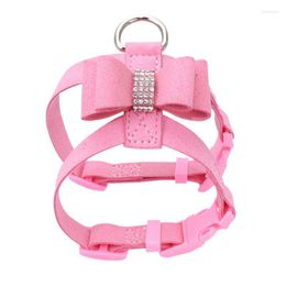 Dog Collars Multicolor Chest Strap With Buckle Drilling Sparkling Bow Pet Cat Harness Leather High Quality Collar