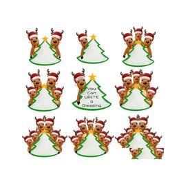 Christmas Decorations Blanks Resin Soft Pvc Elk Family Pendant Of 18 Heads Xmas Ornaments Diy Name And Blessing With Lanyard Drop De Dhpdc