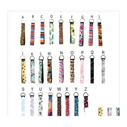 Party Favour Sbr Leopard Keychains Floral Printed Key Chain Neoprene Ring Wristlet Keychain 26 Colours Drop Delivery Home Garden Festi Dh3J9