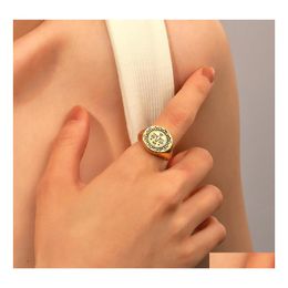 Band Rings Fashion Jewelry Sun Flower Smiling Face Ring Index Finger Drop Delivery Dhok6