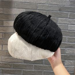 Berets Chiffon Gauze Pleated Spring And Autumn Hats For Children Ladies Fashion Bud