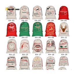 Christmas Decorations Canvas Santas Bag Large Dstring Candy Claus Bags Xmas Gift Santa Sacks For Festival Decoration Drop Delivery H Dhlvq