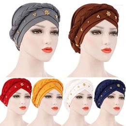 Ethnic Clothing Forehead Cross Turban Cap Bonnet Muslim Hijab For Women Solid Braid Inner Caps Pure Color Wrap Head Scarf Femme Islamic